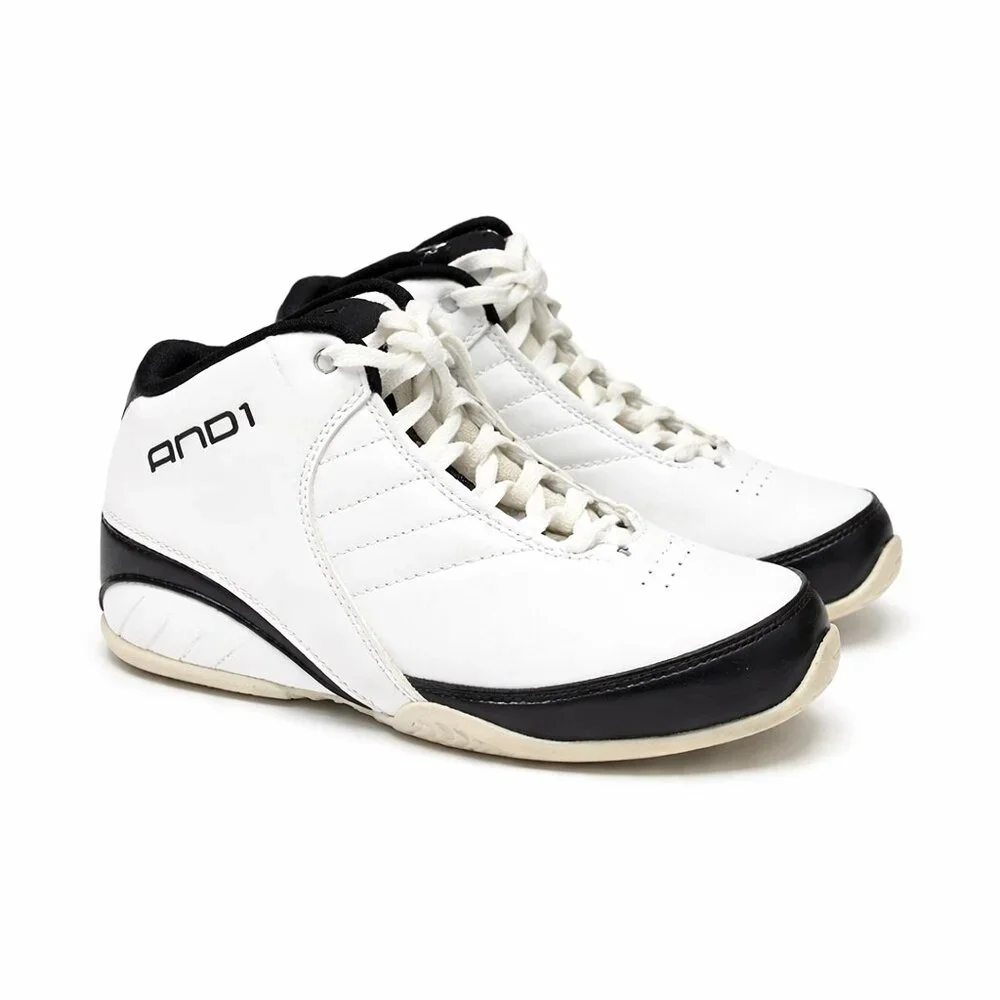 AND1 Boys Basketball Shoes Black & White Athletic Sneakers Size 6
